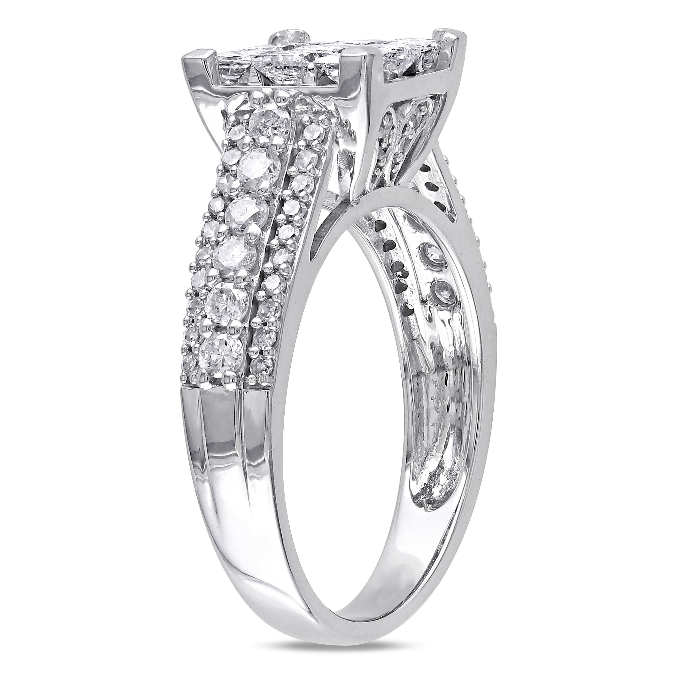  Studio Works 1 1/2 CT TW Princess and Round Diamonds 10k White Gold Engagement Ring - White - Bonton