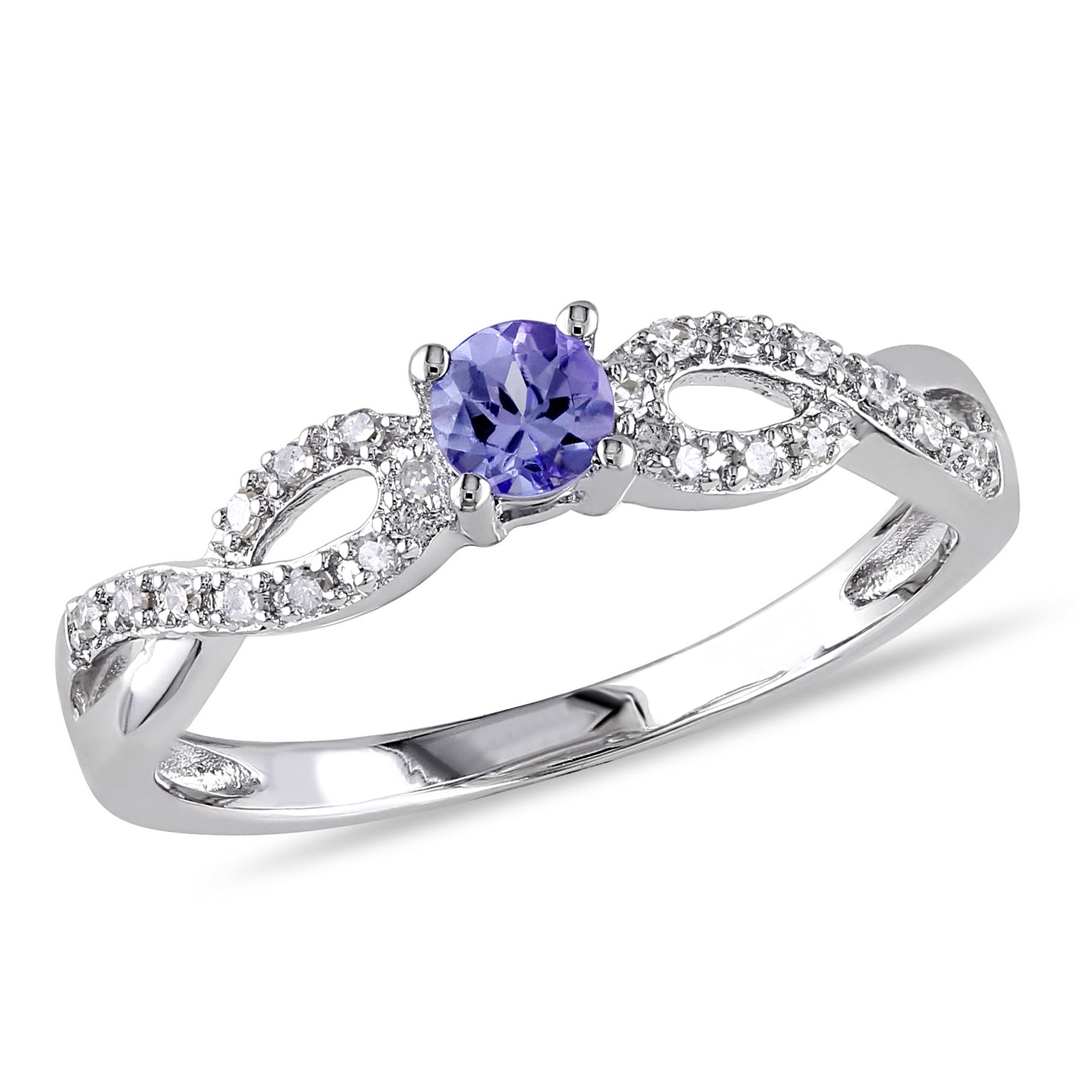  Studio Works 1/6 CT TGW Tanzanite and 1/10 CT TW Diamond Sterling Silver Infinity Ring - Purple - Bonton