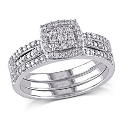 1/3 CT TW Diamond 10k White Gold Bridal Ring Set