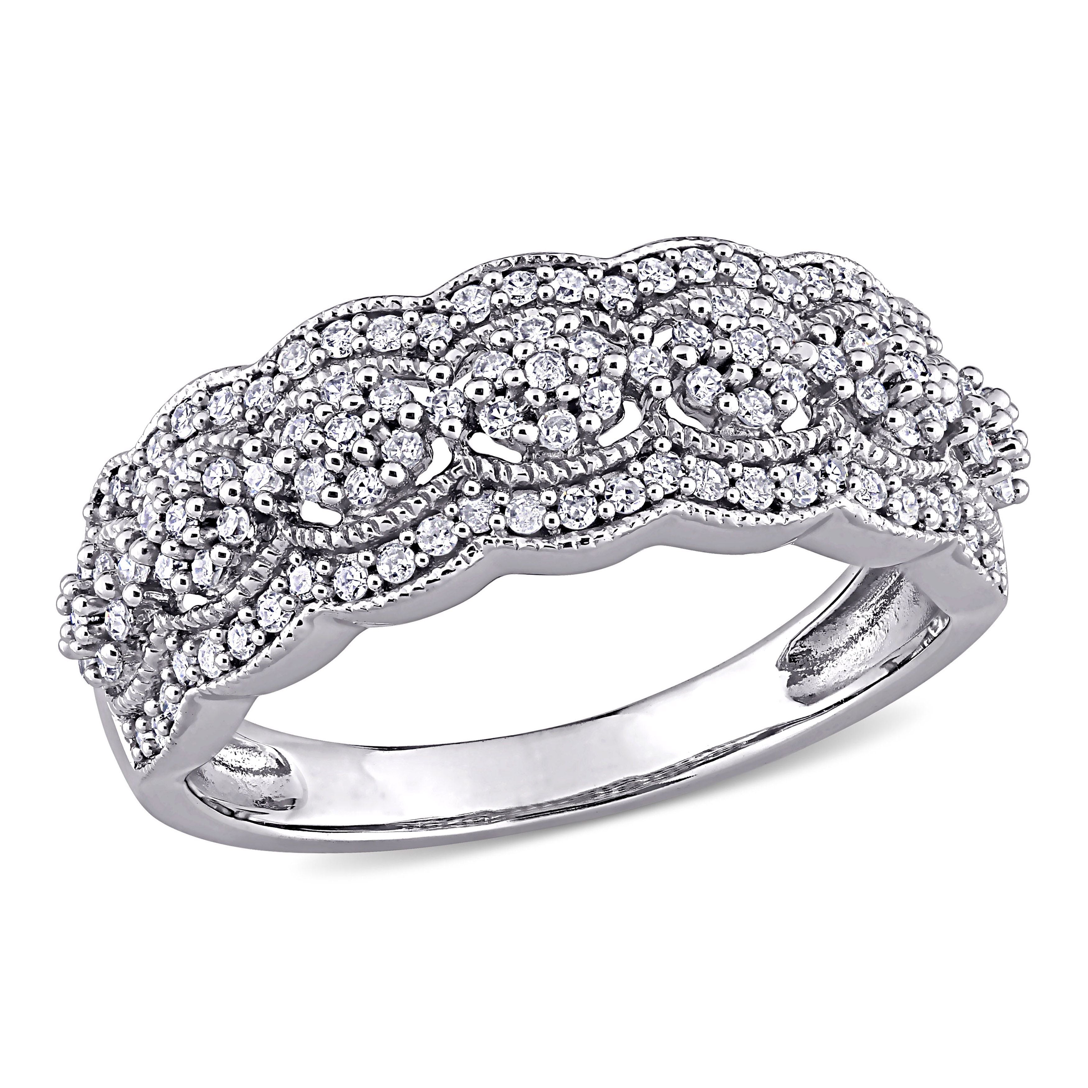  Studio Works 1/2 CT TW Diamond 10k White Gold Vintage Anniversary Ring - White - Bonton