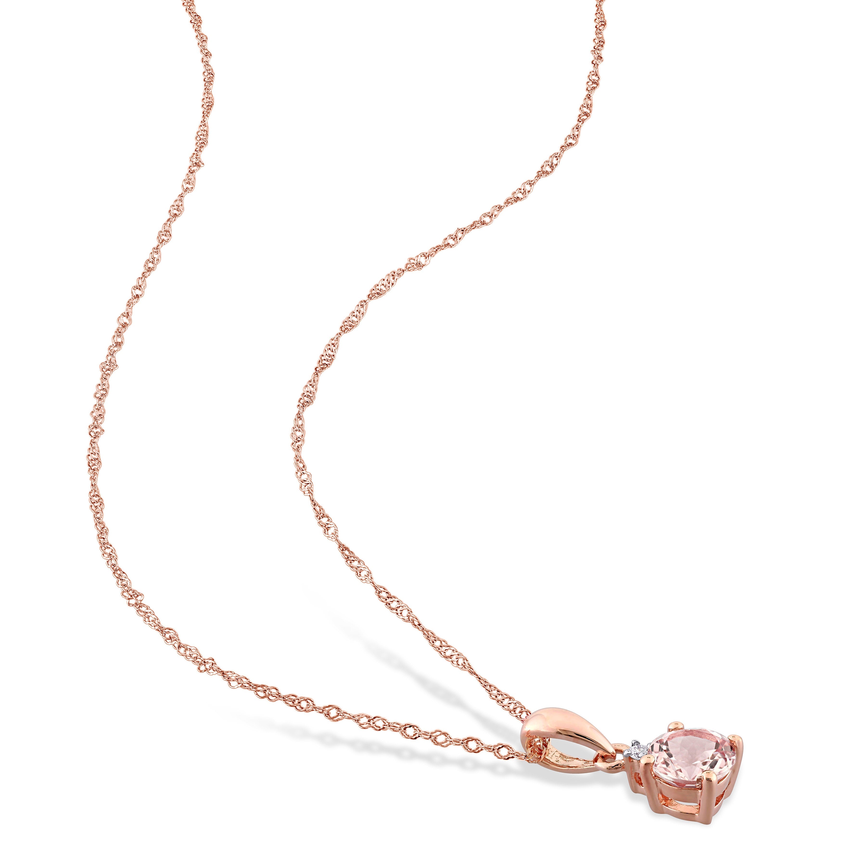  Studio Works 1/2 CT TGW Morganite and Diamond Accents 10K Rose Gold Drop Pendant Necklace - Pink - Bonton