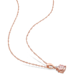 1/2 CT TGW Morganite and Diamond Accents 10K Rose Gold Drop Pendant Necklace