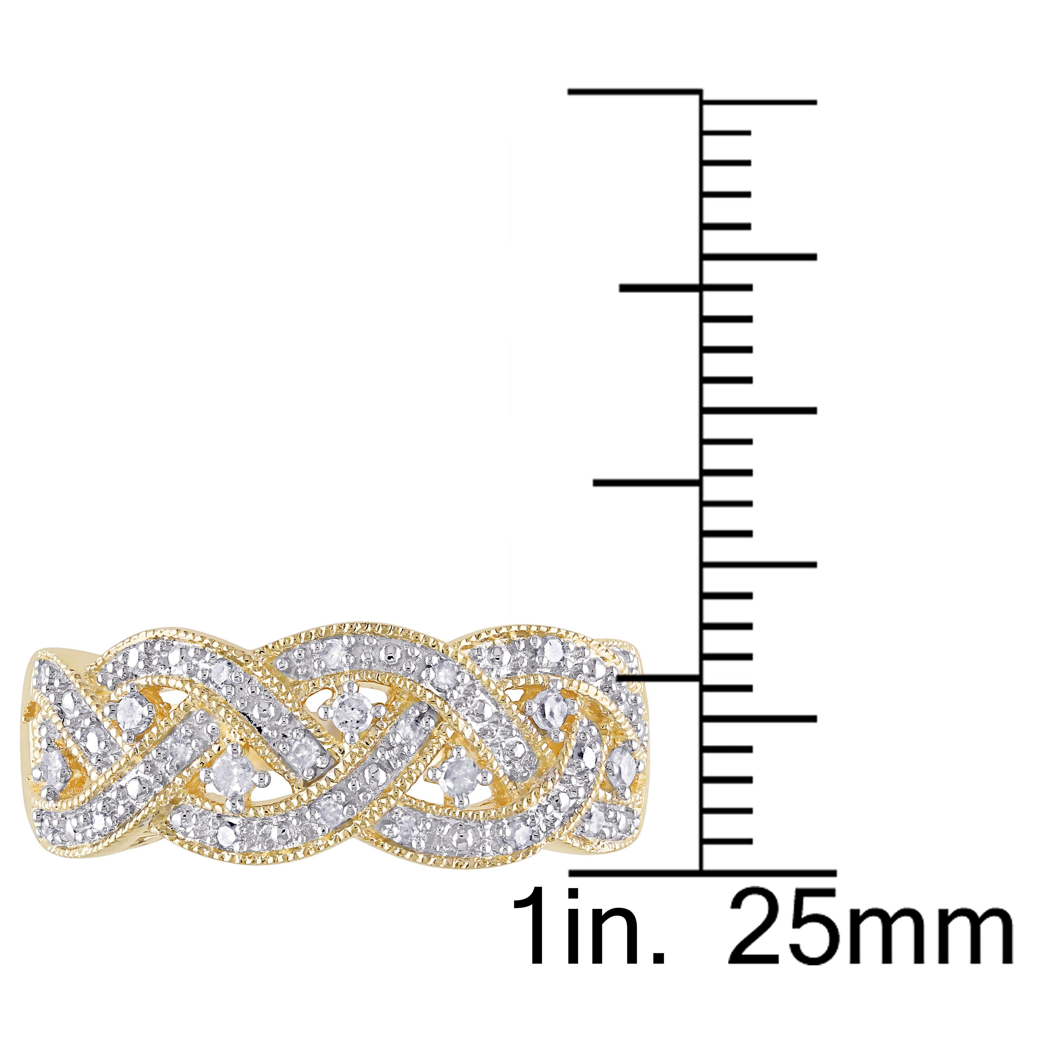  Studio Works 1/8 CT TW Diamond Vintage-Style Braid in Sterling Silver with Yellow Rhodium Ring - White/Yellow - Bonton