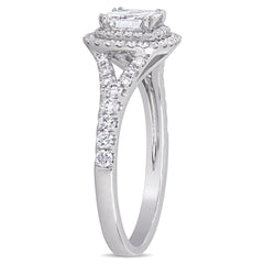 1 1/5 CT TW Diamond Double Halo Split Shank 14K White Gold Ring