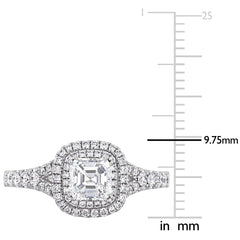 1 1/5 CT TW Diamond Double Halo Split Shank 14K White Gold Ring