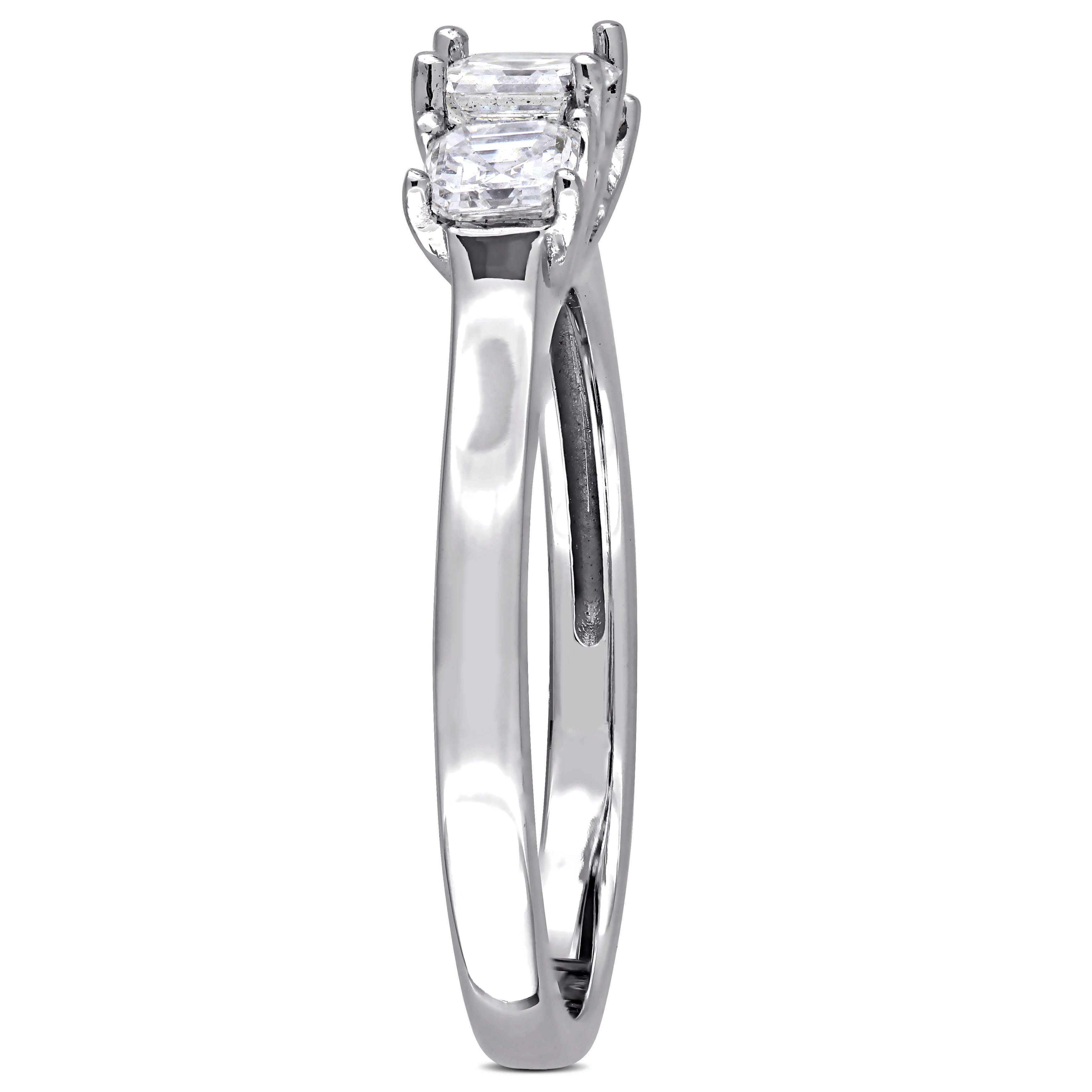  Studio Works 1 CT TW Asscher 3 Diamond 14K White Gold Engagement Ring - White - Bonton