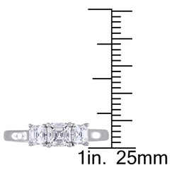 1 CT TW Asscher 3 Diamond 14K White Gold Engagement Ring