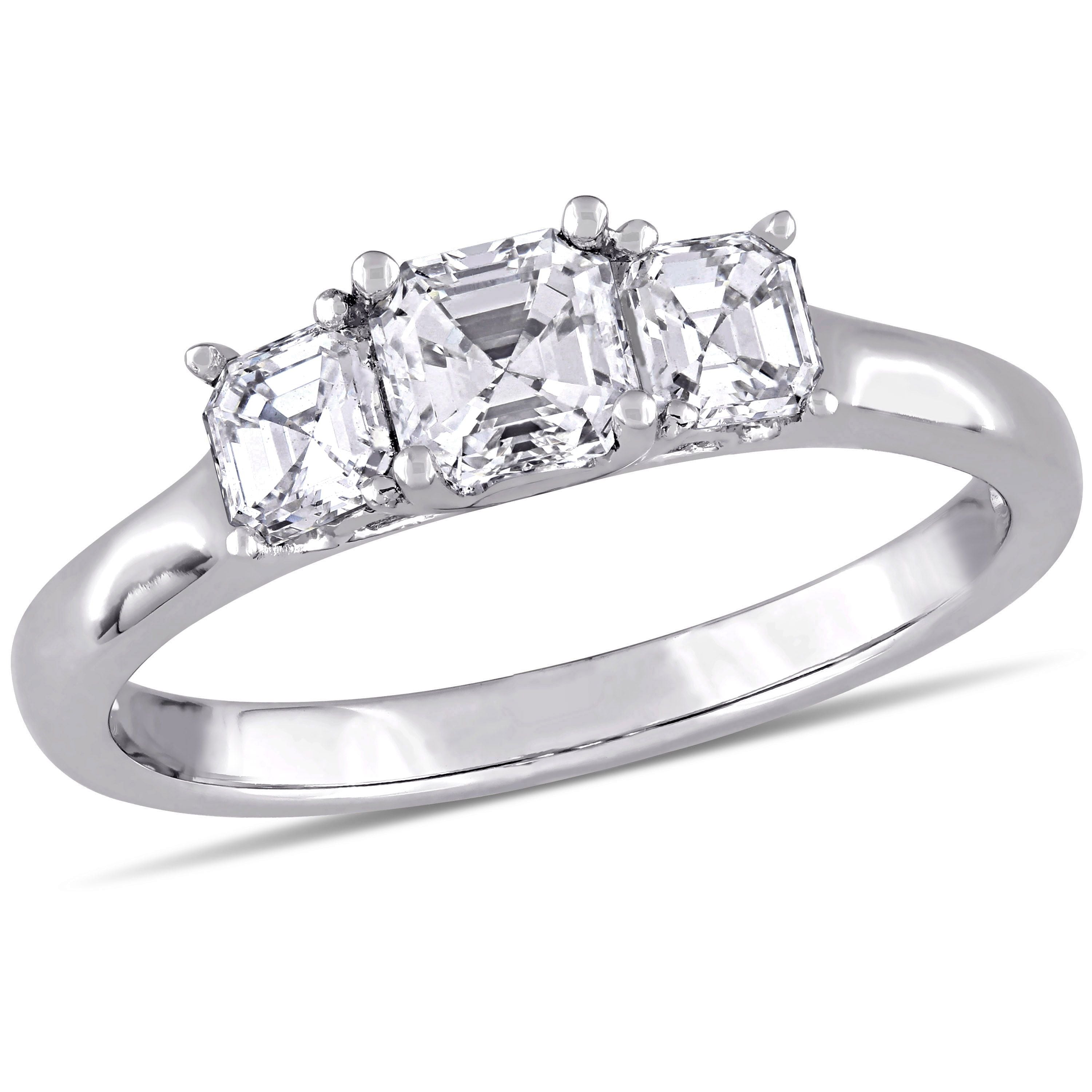  Studio Works 1 CT TW Asscher 3 Diamond 14K White Gold Engagement Ring - White - Bonton