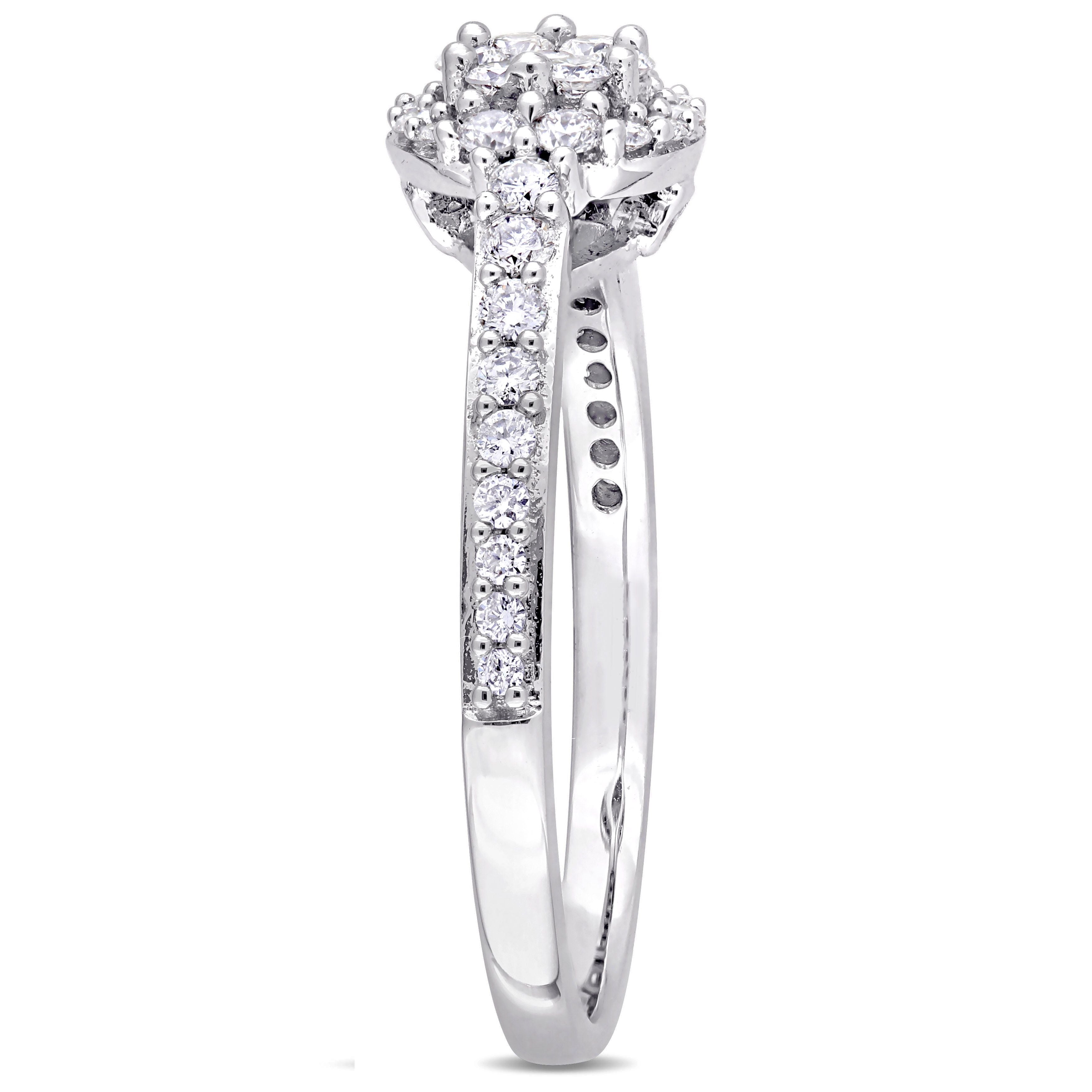  Studio Works 1/2 CT TW Round Diamond 14K White Gold Composite Halo Engagement Ring - White - Bonton