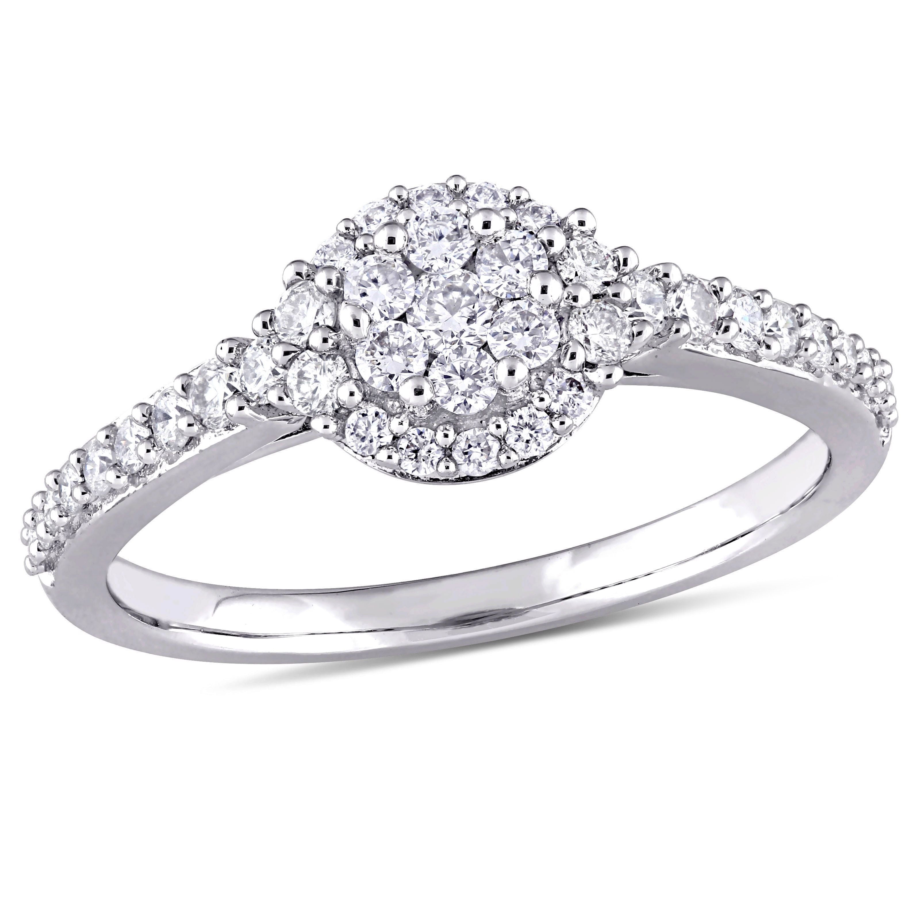  Studio Works 1/2 CT TW Round Diamond 14K White Gold Composite Halo Engagement Ring - White - Bonton