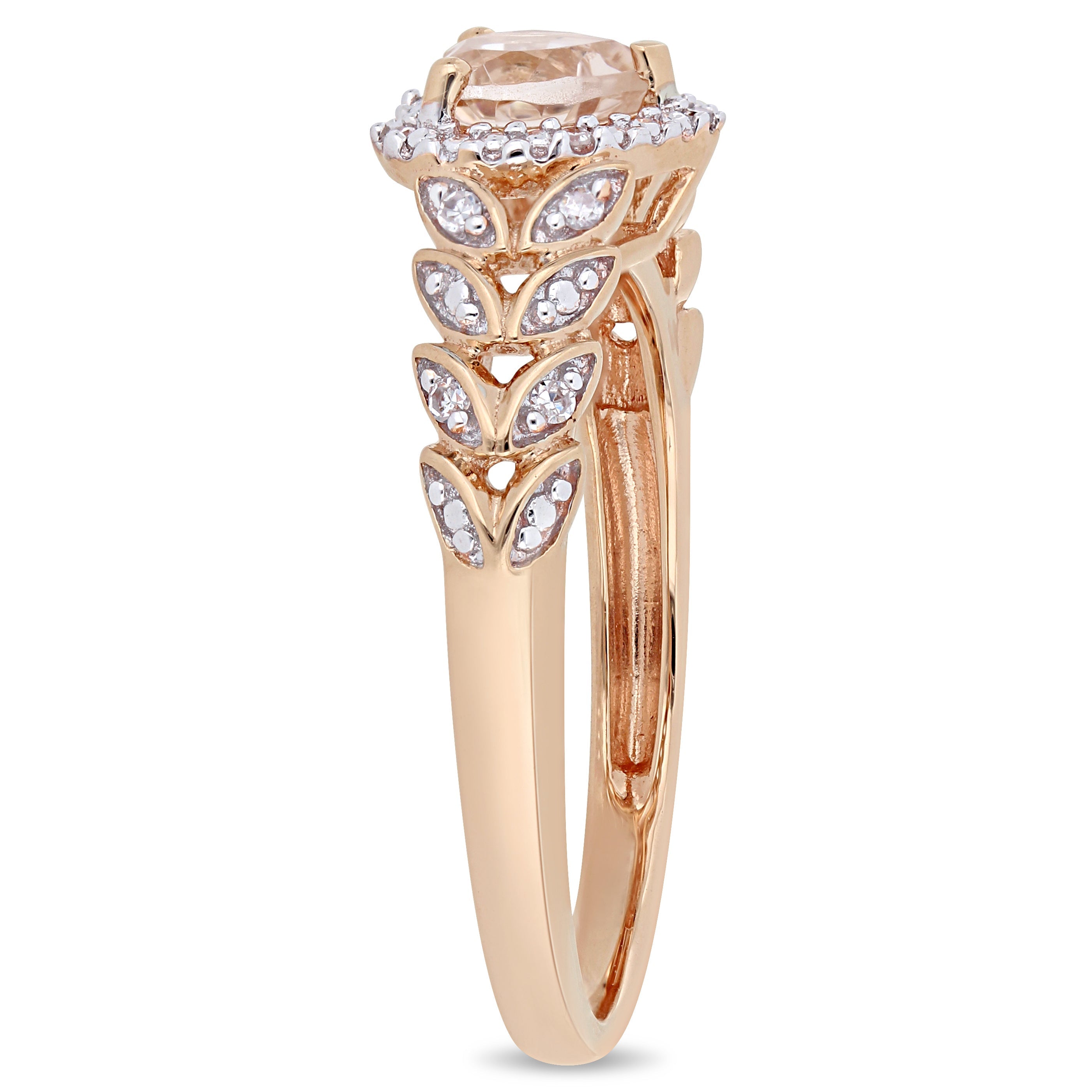  Studio Works 1/2 CT TGW Morganite and Diamond Accent in 10K Rose Gold Halo Heart Engagement Ring - Pink - Bonton