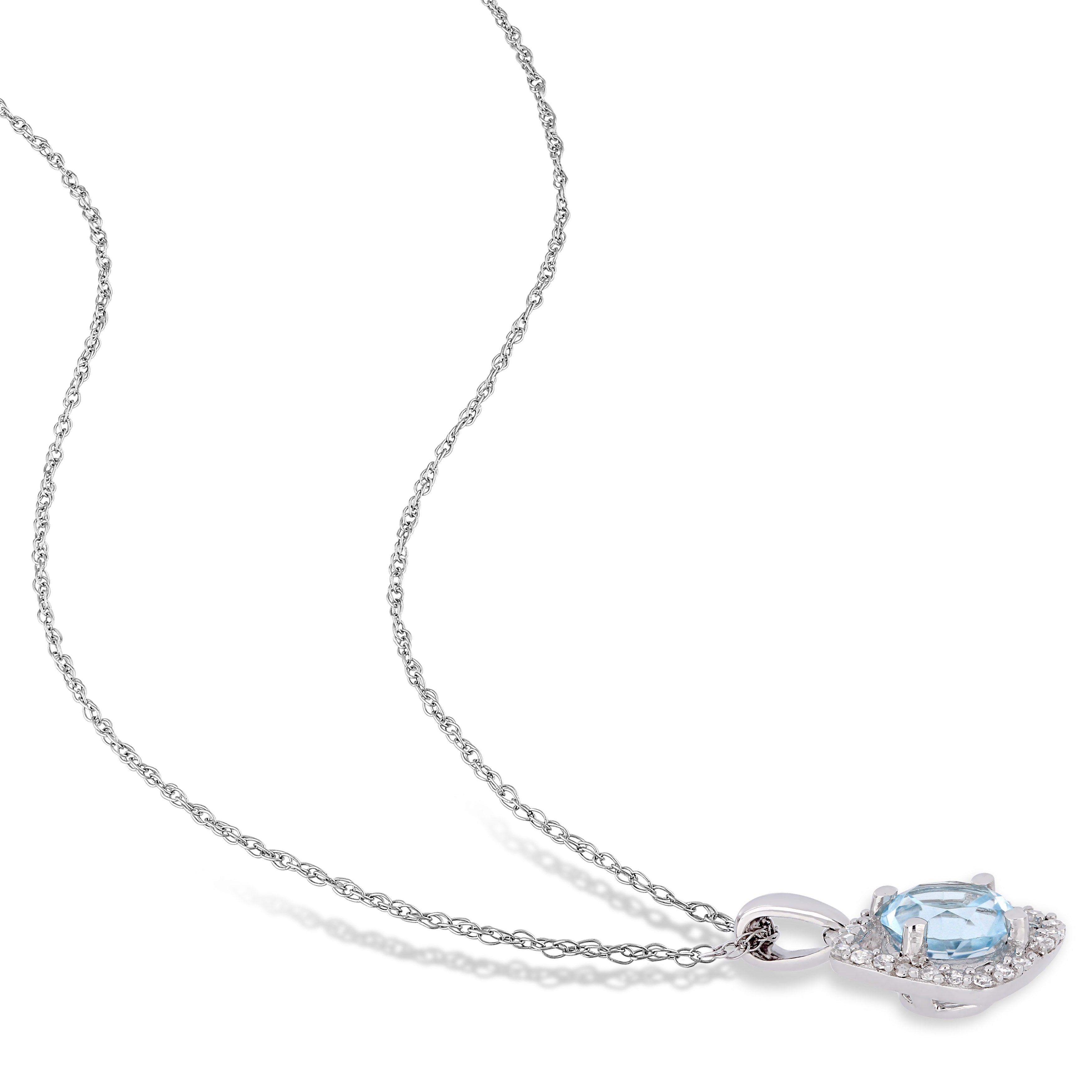  Studio Works Sky Blue Topaz and Diamond Halo Pendant - Blue - Bonton