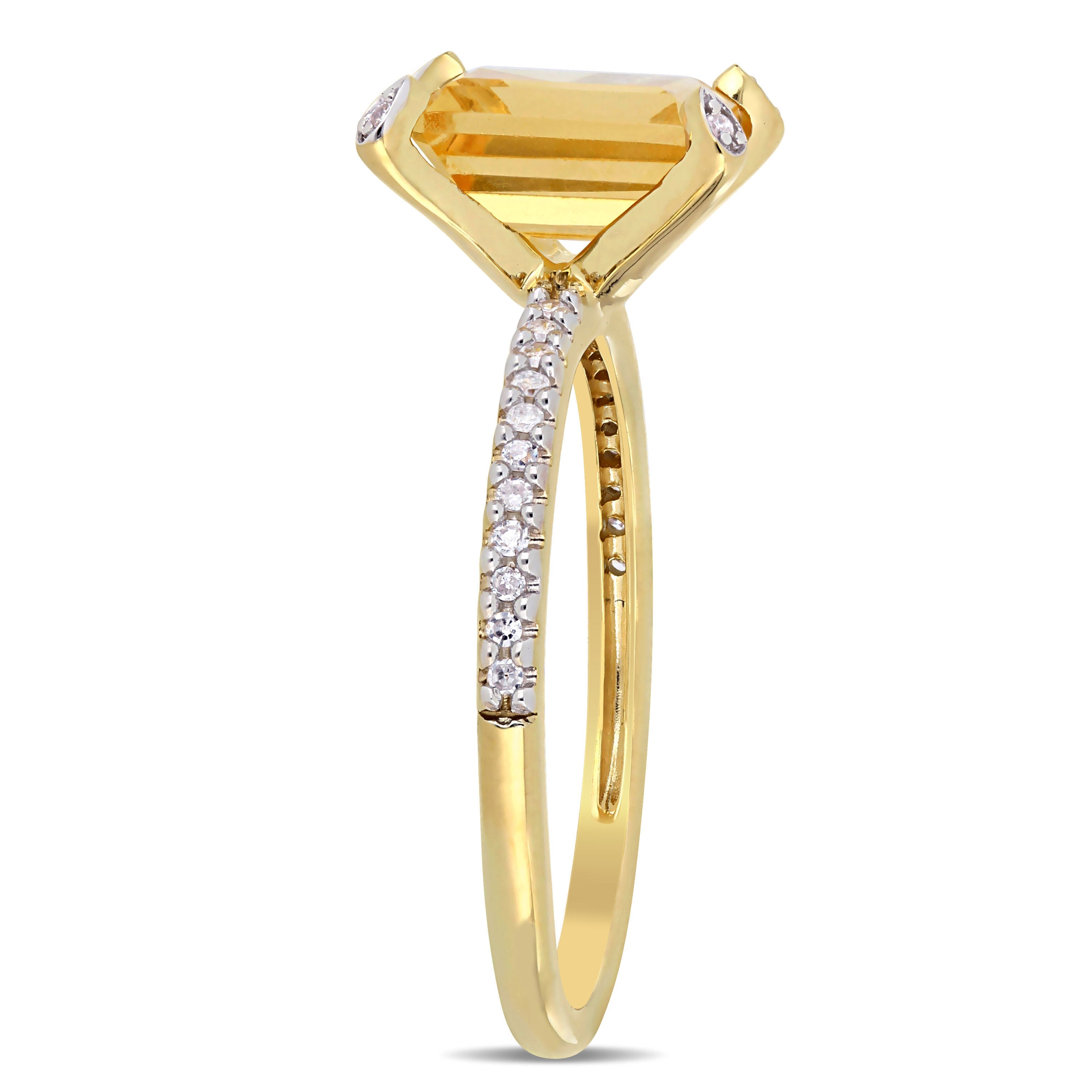  Studio Works 1 1/2 CT TGW Citrine and 1/10 CT TW Diamond in 10K Yellow Gold Ring - Yellow - Bonton