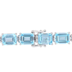 59 3/4 CT TGW Sky Blue Topaz in Sterling Silver Tennis Bracelet