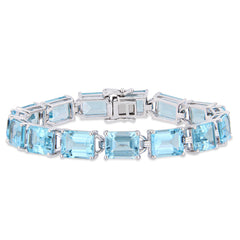 59 3/4 CT TGW Sky Blue Topaz in Sterling Silver Tennis Bracelet