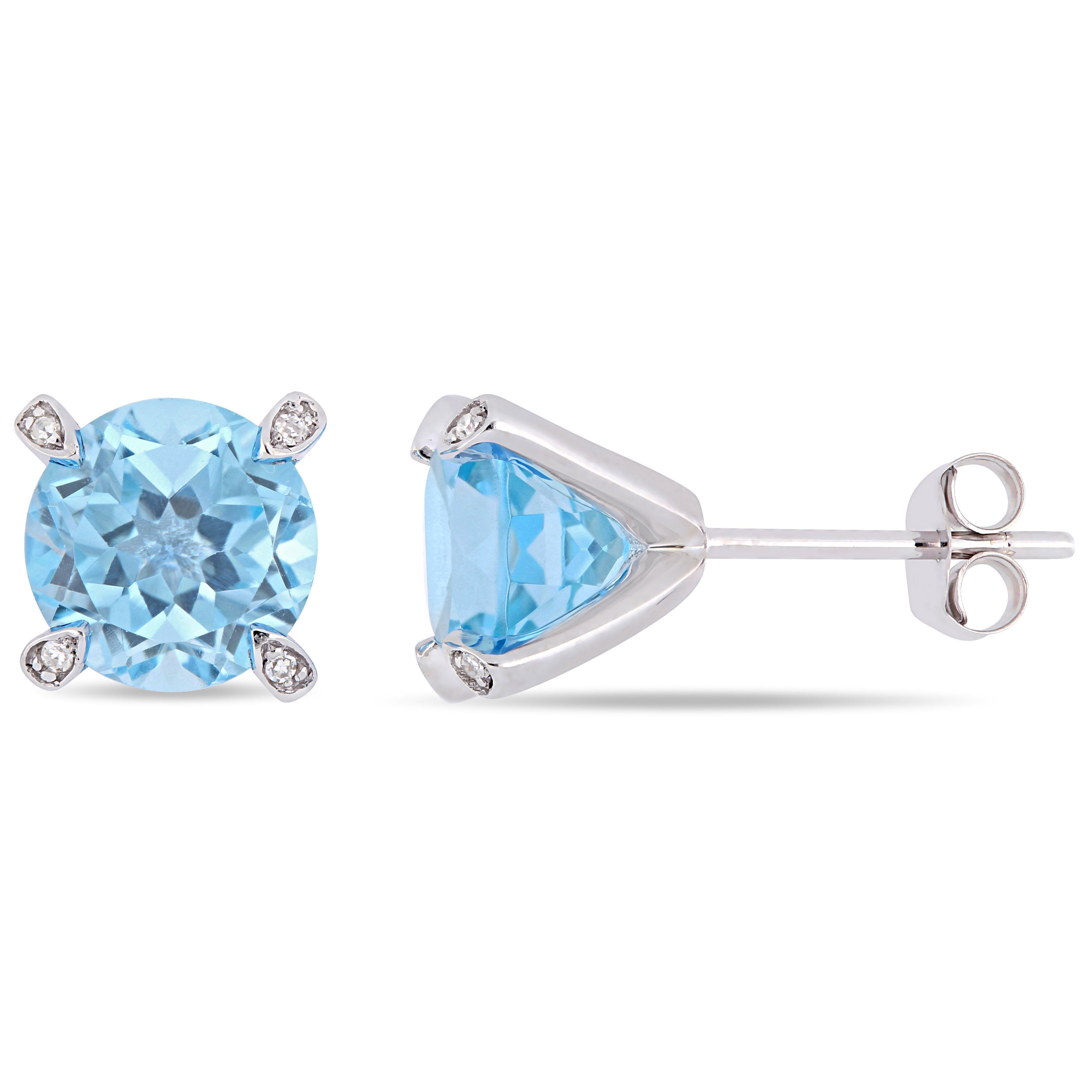  Studio Works 4 3/4 CT TGW Sky Blue Topaz and Diamond Accent in 10K White Gold Martini Stud Earrings - Blue - Bonton