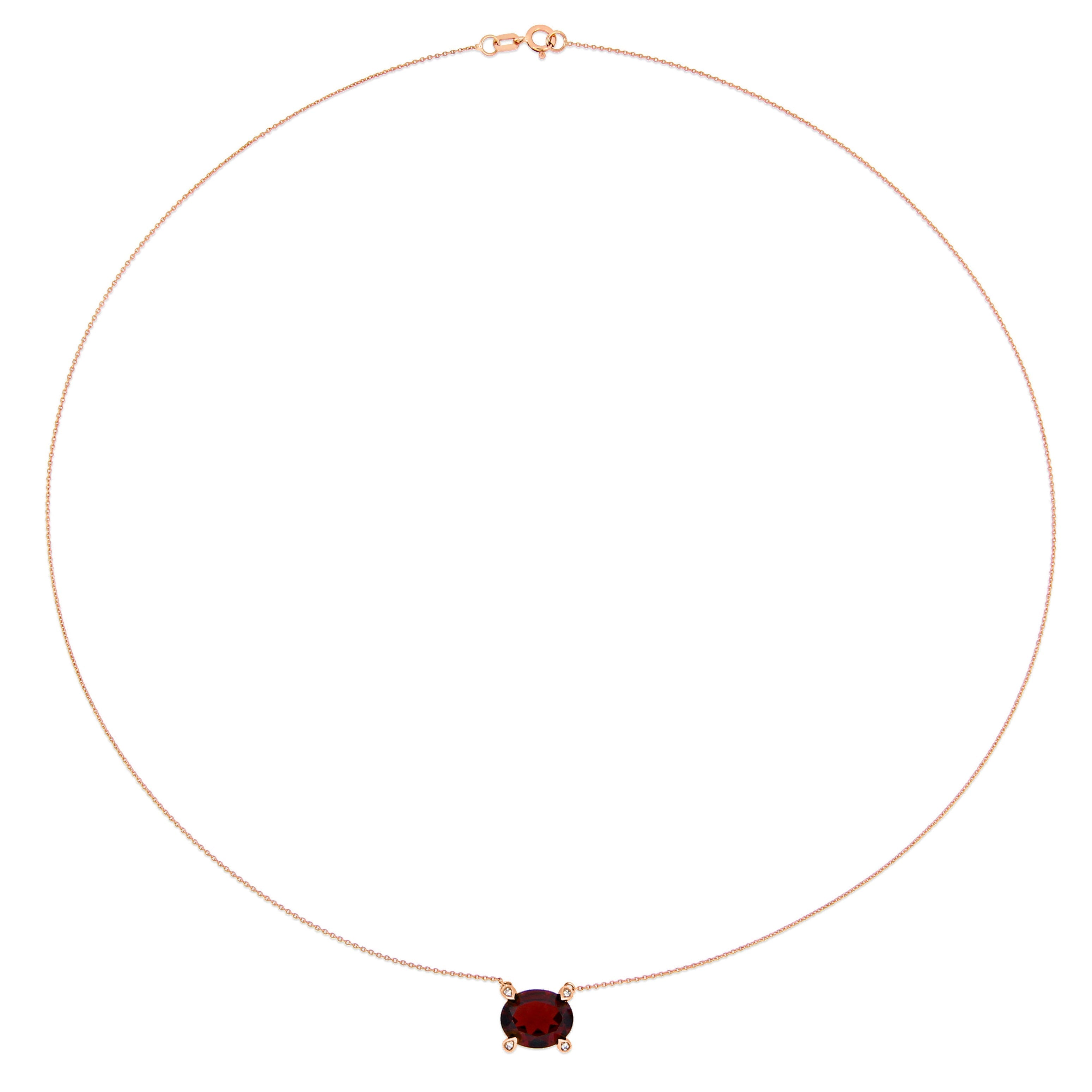  Studio Works 3 CT TGW Garnet and Diamond Accent in 10K Rose Gold Solitaire Necklace - Red - Bonton