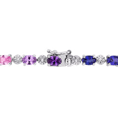 9 7/8 CT TGW Multi-Color Created Sapphire and Diamond-Accent in Sterling Silver Tennis Bracelet