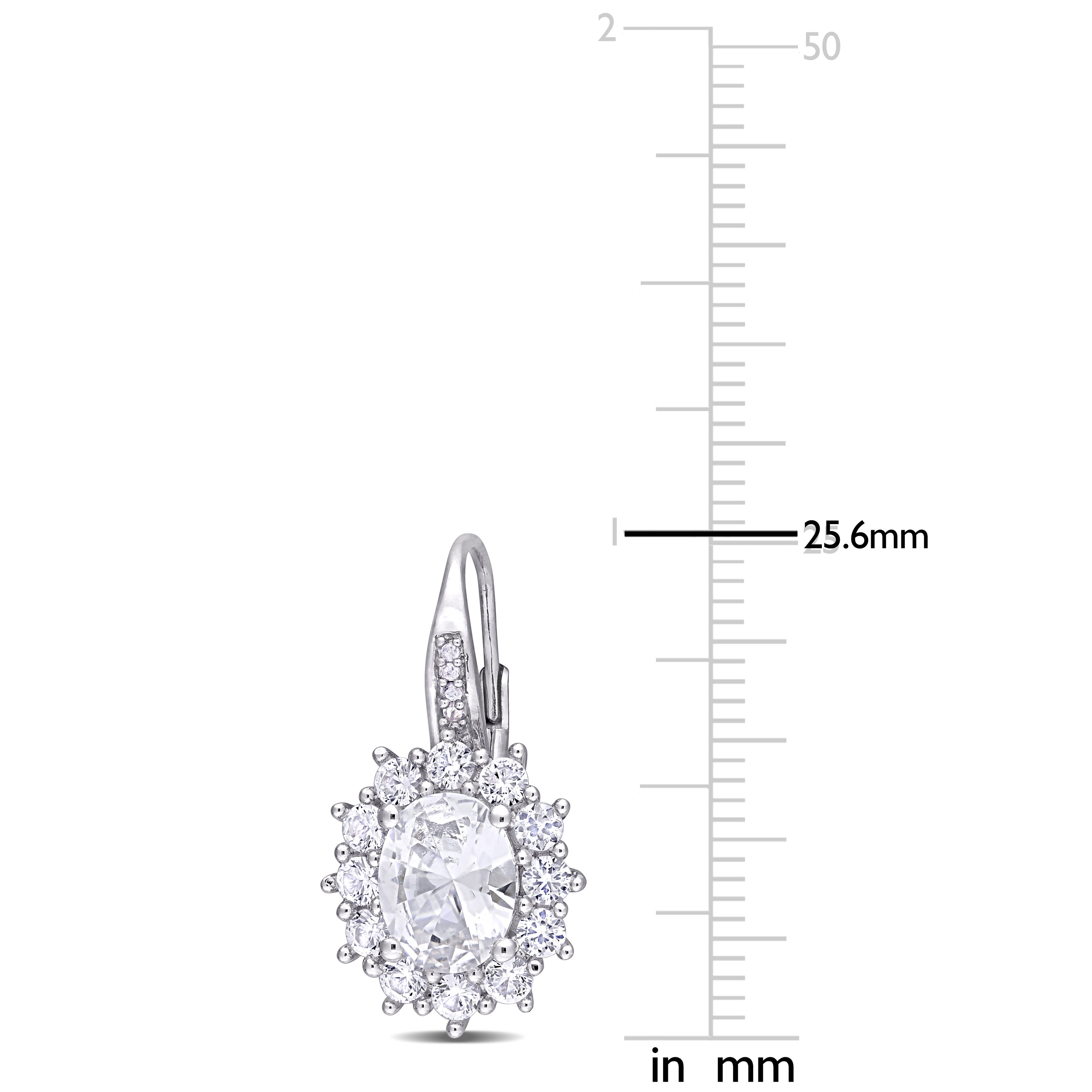  Studio Works Created White Sapphire and Diamond Accent Floral Halo Leverback Earrings - White - Bonton