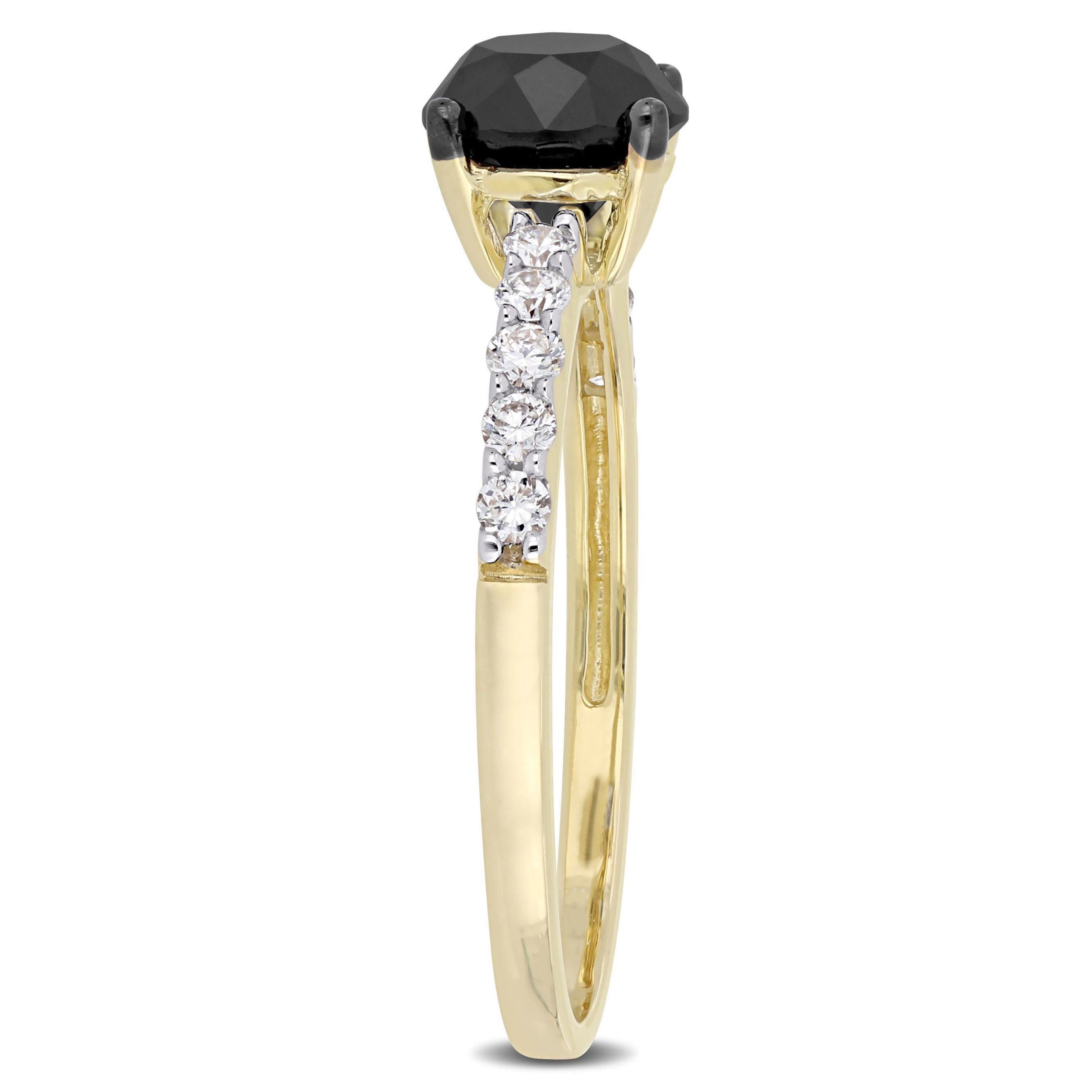  Studio Works 1 1/4 CT TW Black and White Diamond 14k Yellow Gold Engagement Ring - Black/Yellow - Bonton