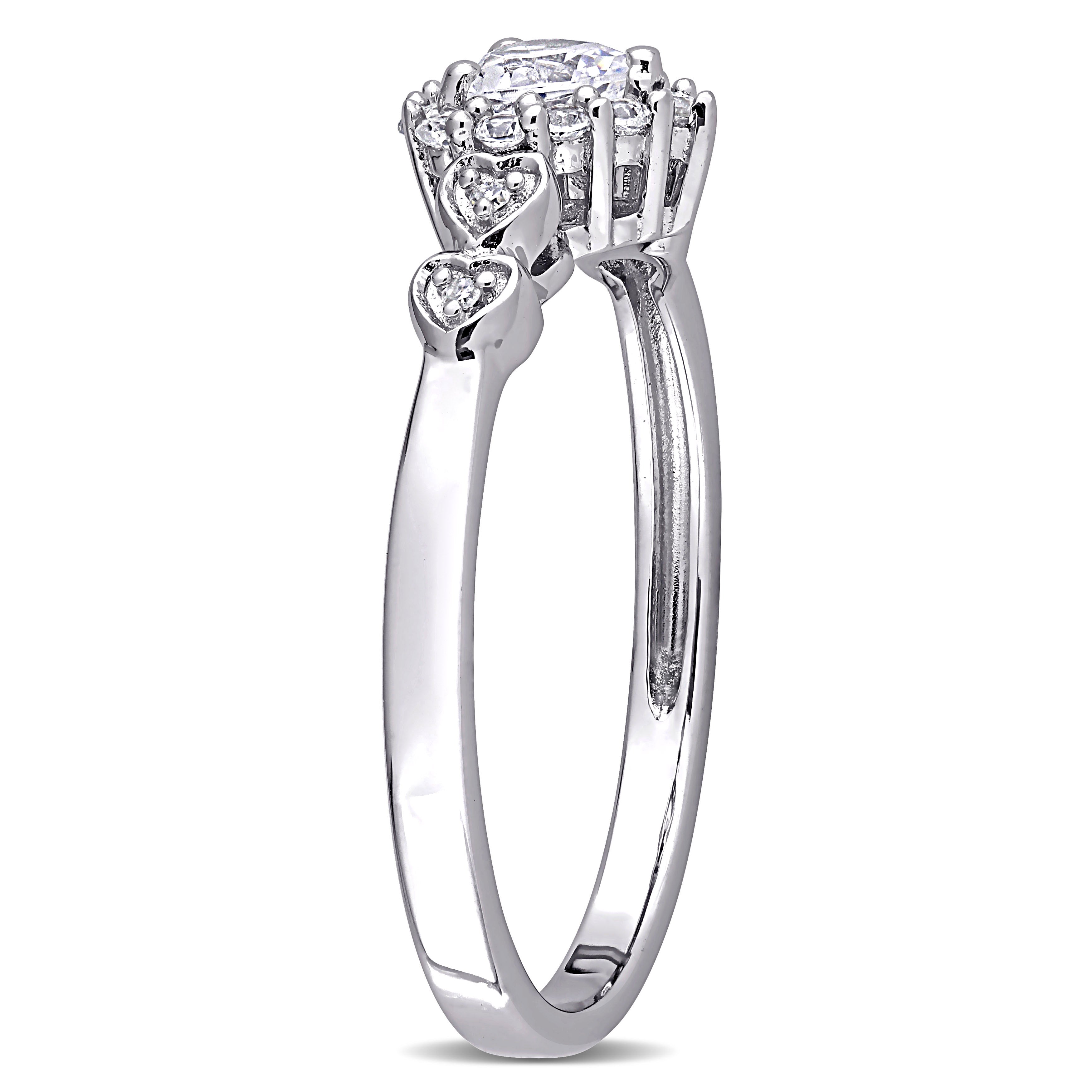  Studio Works 3/8 CT TGW Created White Sapphire and Diamond Accent Sterling Silver Heart Ring - White - Bonton