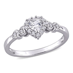 3/8 CT TGW Created White Sapphire and Diamond Accent Sterling Silver Heart Ring