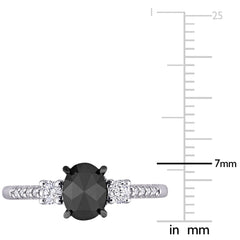 1 1/5 Carat TW Black and White Diamond 14K White Gold 3-Stone Engagement Ring