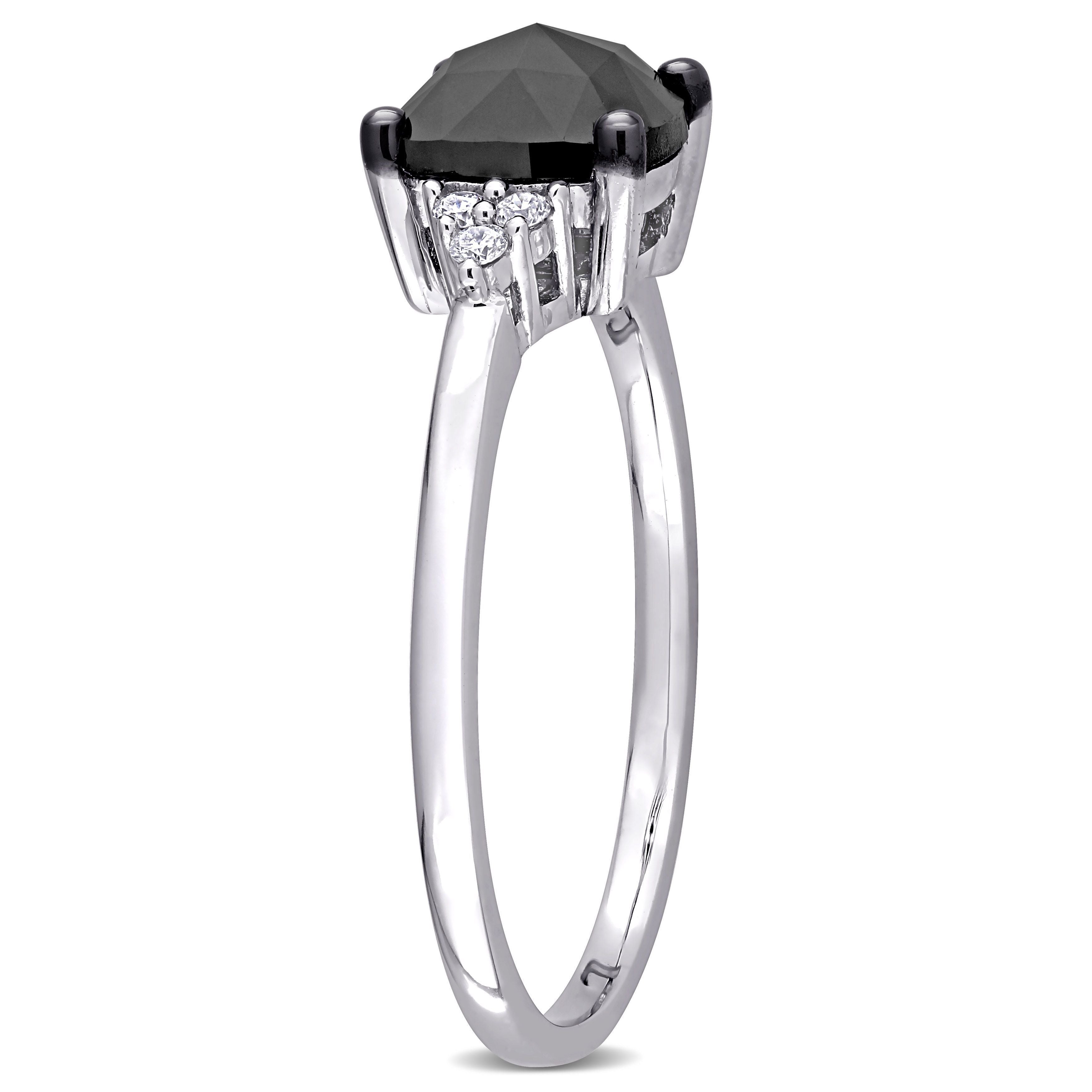  Studio Works 1 1/3 CT TW Black and White Diamond in 14K White Gold Engagement Ring - Black/White - Bonton