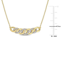 1/6 Carat TW Diamond Yellow-Plated Sterling Silver Chain Link Bar Necklace