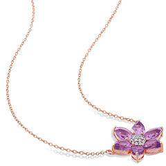 Amethyst and Diamond Floral Necklace