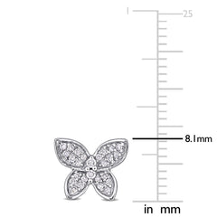 1/5 CT TW Diamond TW 10k White Gold Butterfly Stud Earrings