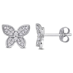 1/5 CT TW Diamond TW 10k White Gold Butterfly Stud Earrings