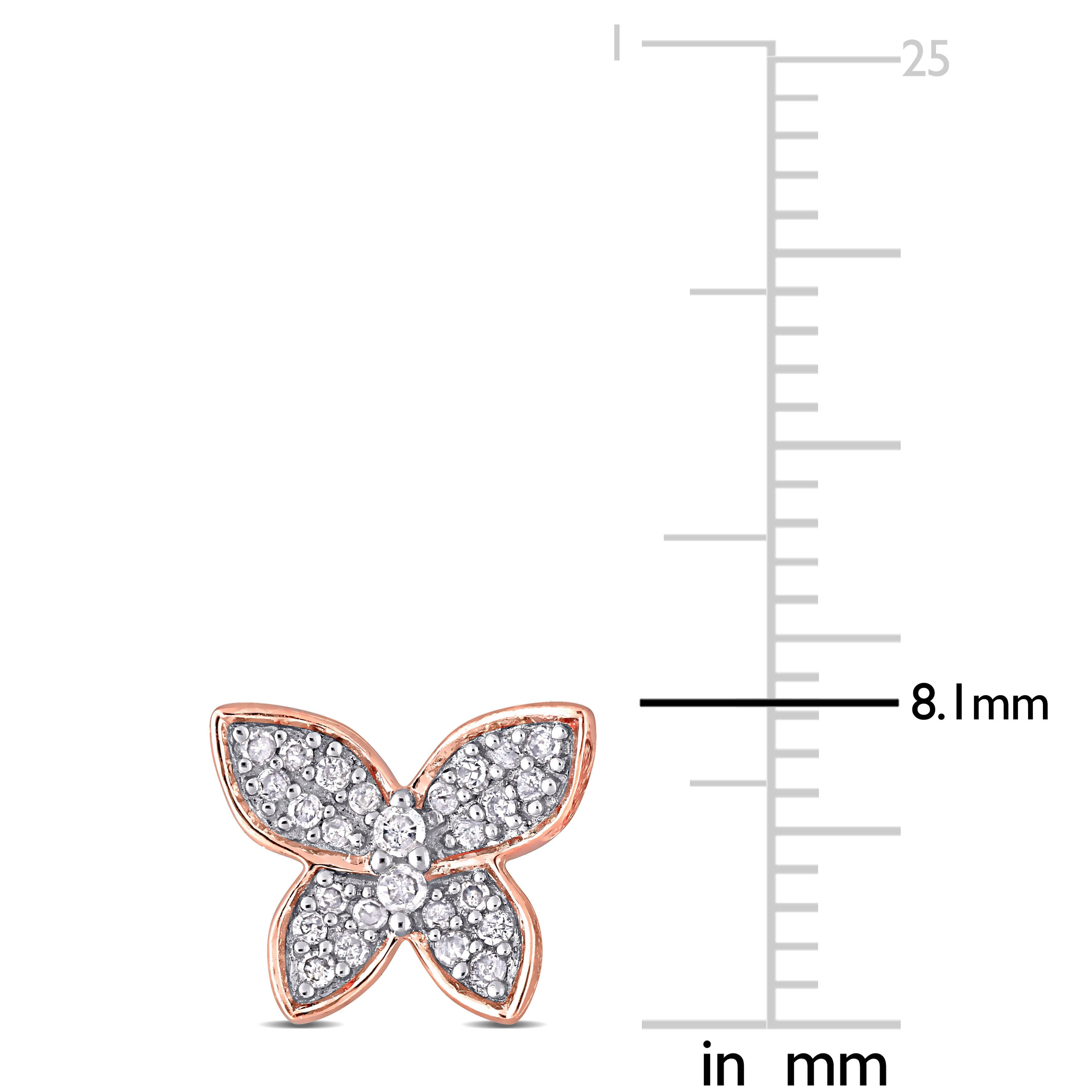  Studio Works 1/5 CT TW Diamond 10k Pink Gold Butterfly Stud Earrings - White/Pink - Bonton