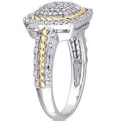 1/3 CT TW Diamond White and Yellow Plated Sterling Silver Cocktail Ring