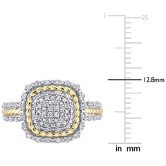 1/3 CT TW Diamond White and Yellow Plated Sterling Silver Cocktail Ring