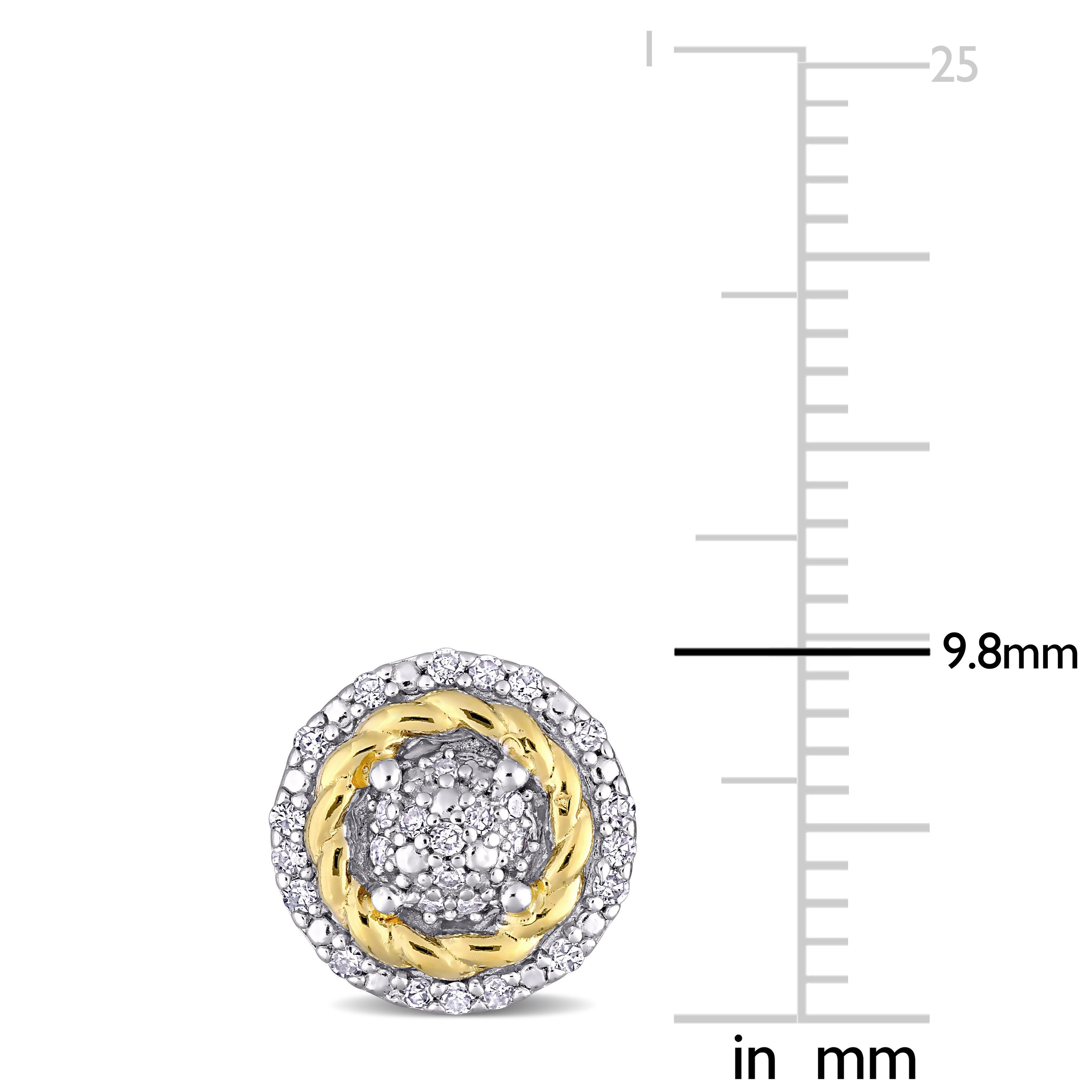  Studio Works 1/4 CT TW Diamond White and Yellow Plated Sterling Silver Rope Design Halo Stud Earrings - White/Yellow - Bonton