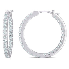 Aquamarine Inside Outside Hoop Earrings