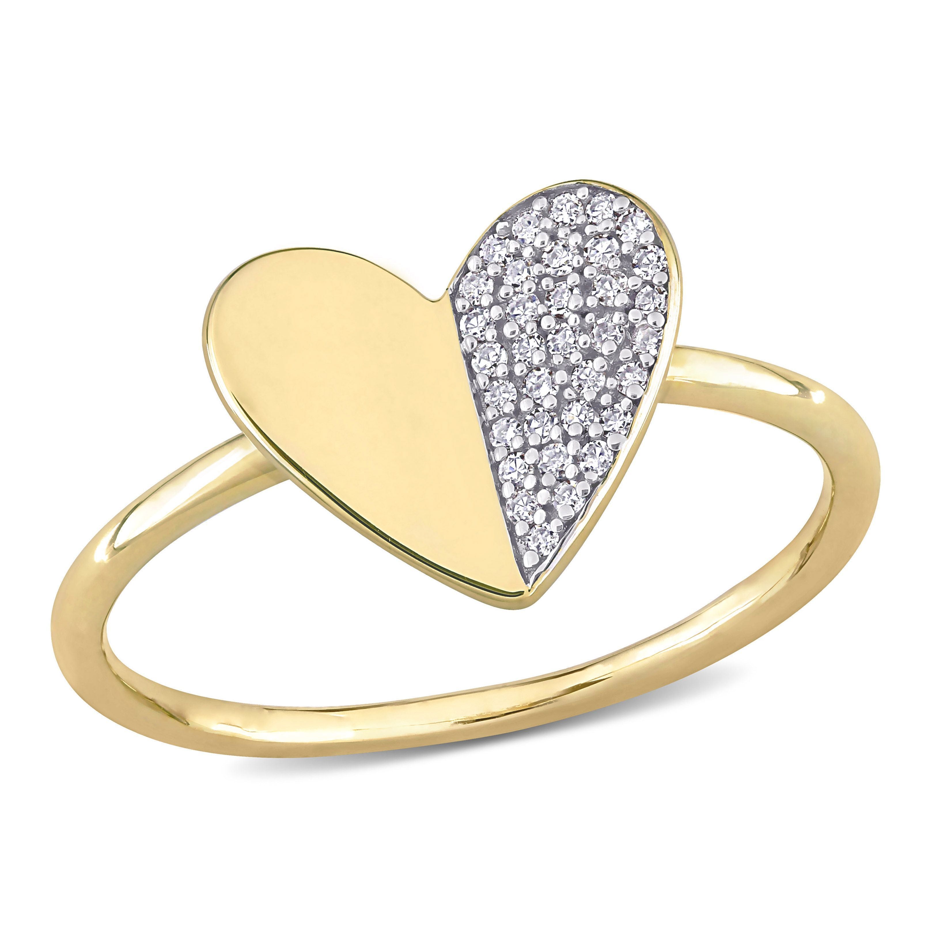  Studio Works 1/10 CT TW Diamond 10K Yellow Gold Heart Ring - White/Yellow - Bonton