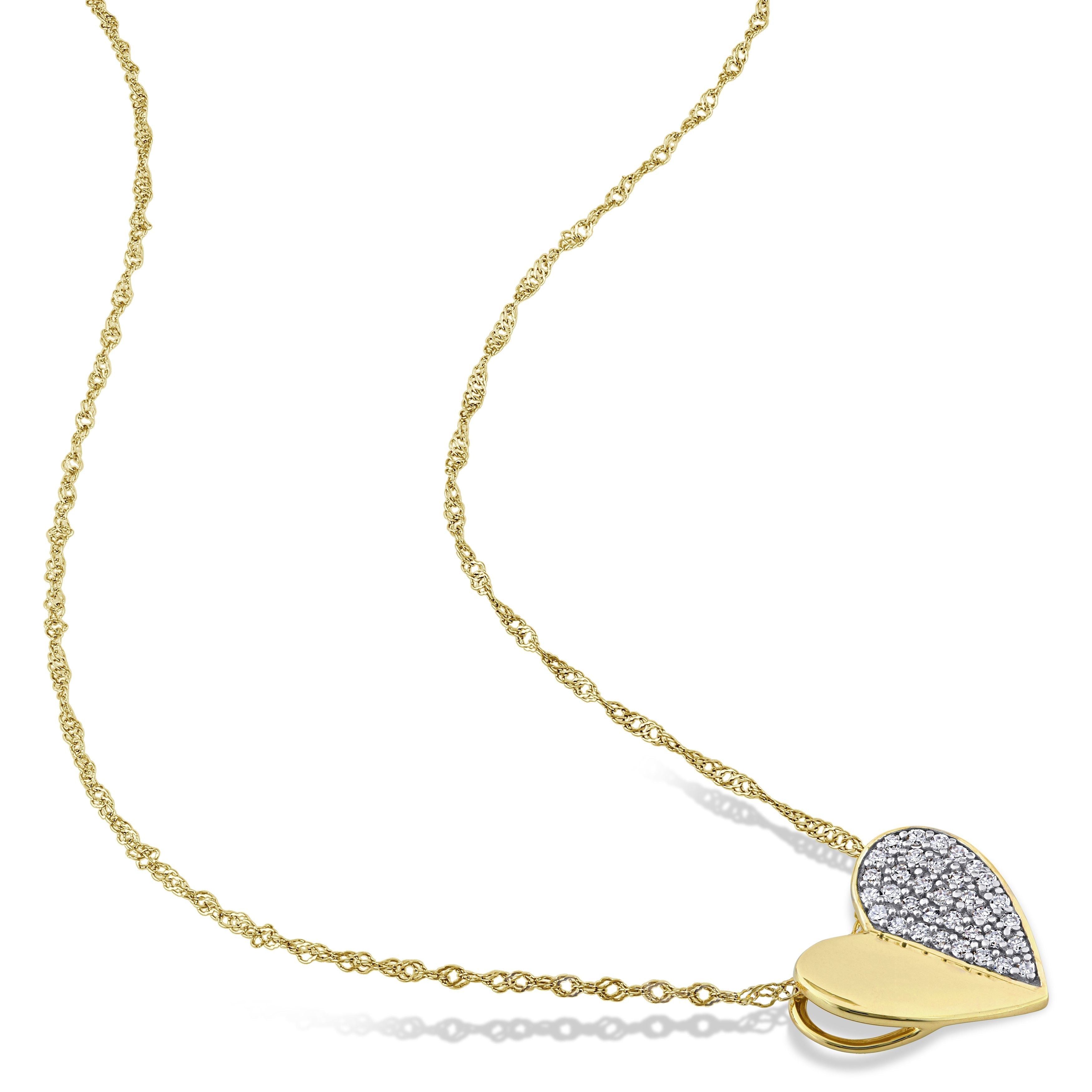  Studio Works 1/10 CT TW Diamond 10K Yellow Gold Heart Pendant With Chain - White/Yellow - Bonton