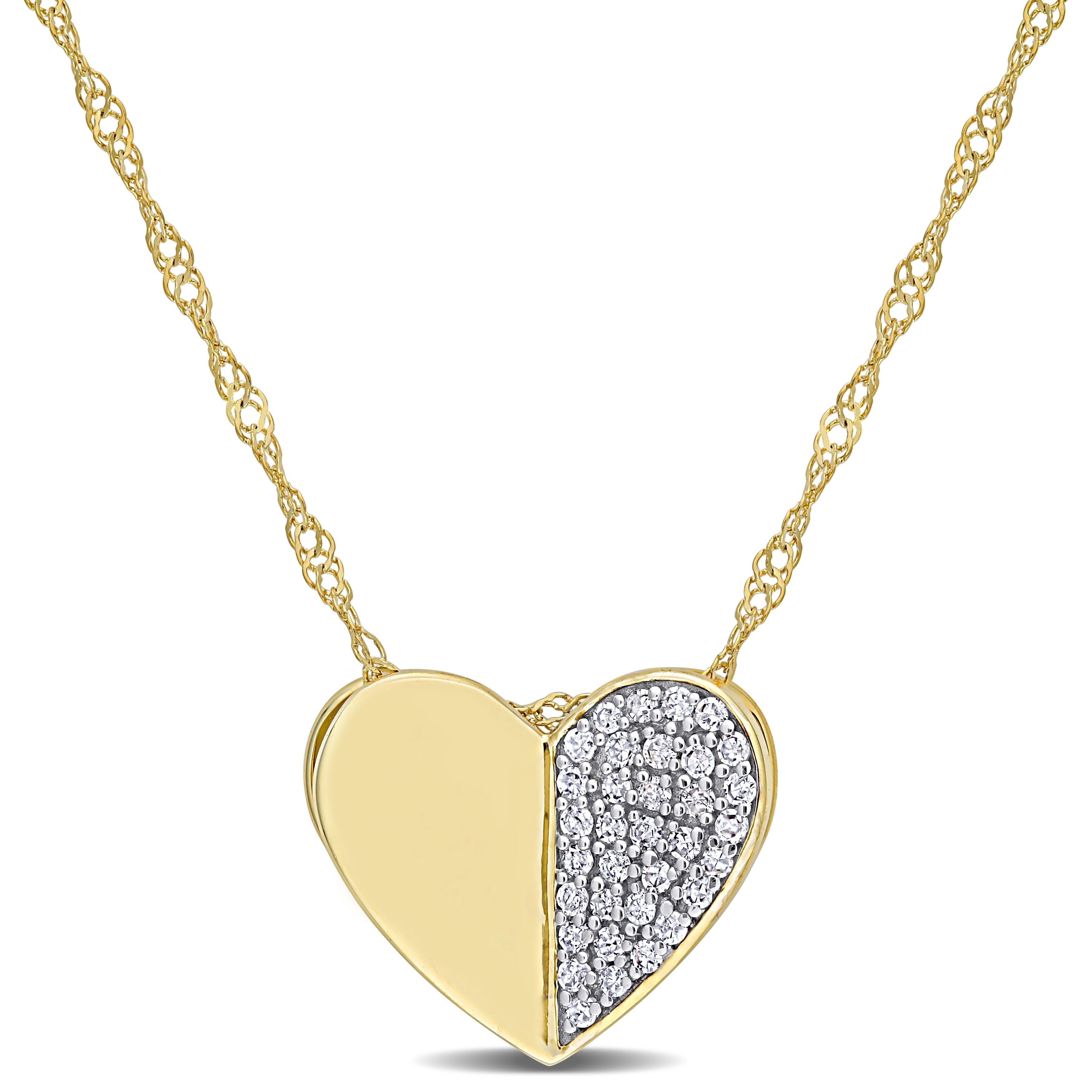  Studio Works 1/10 CT TW Diamond 10K Yellow Gold Heart Pendant With Chain - White/Yellow - Bonton