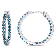 London Blue Topaz Inside Outside Hoop Earrings