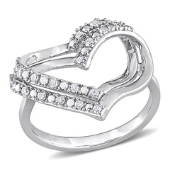 1/5 CT TW Diamond Sterling Silver Open Heart Ring