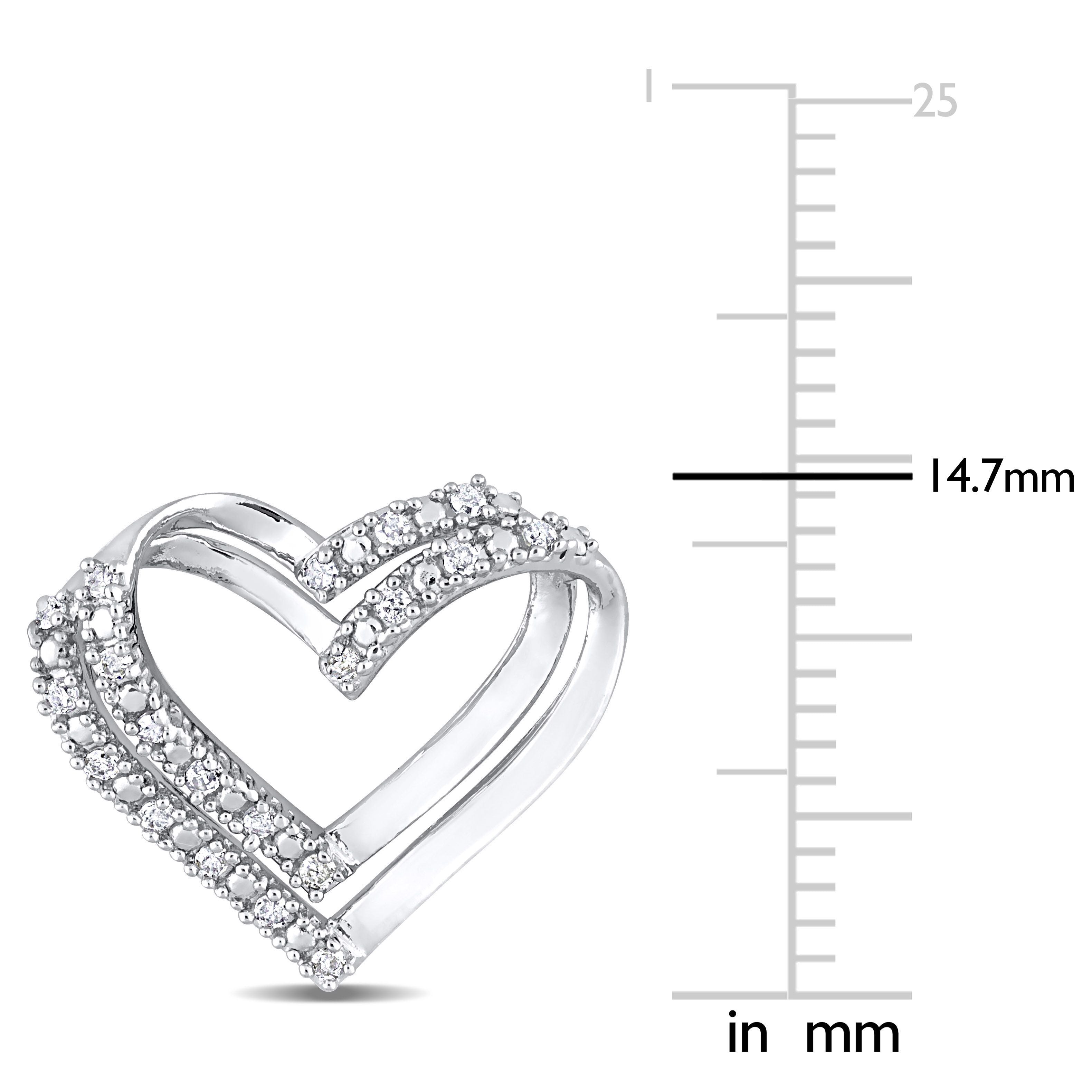  Studio Works 1/5 CT TW Diamond Sterling Silver Double Heart Stud Earrings - White - Bonton