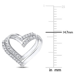 1/5 CT TW Diamond Sterling Silver Double Heart Stud Earrings