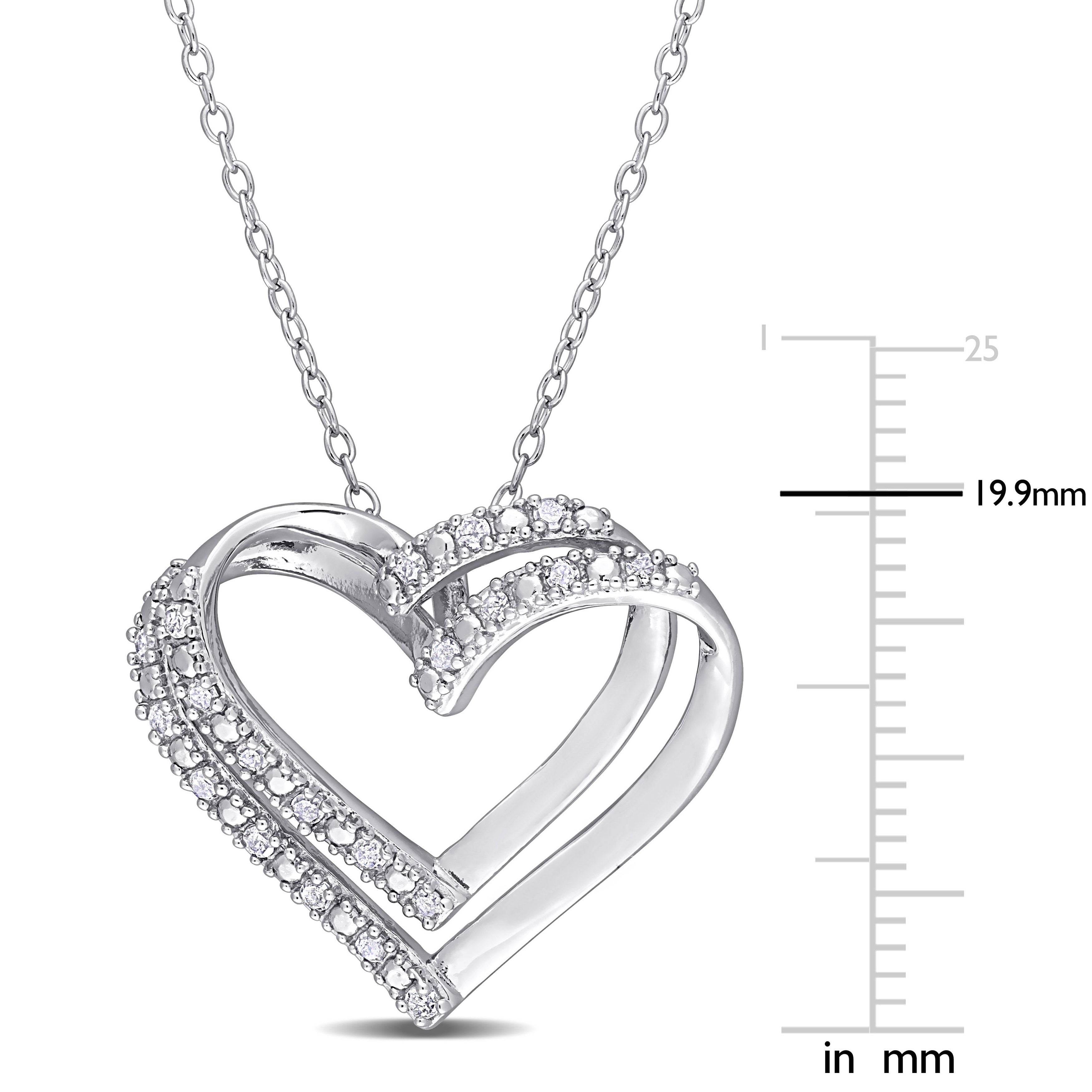  Studio Works 1/5 CT TW Diamond Sterling Silver Double Heart Pendant Necklace - White - Bonton