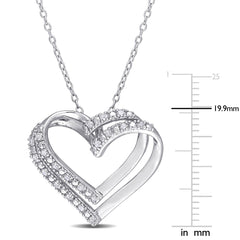 1/5 CT TW Diamond Sterling Silver Double Heart Pendant Necklace