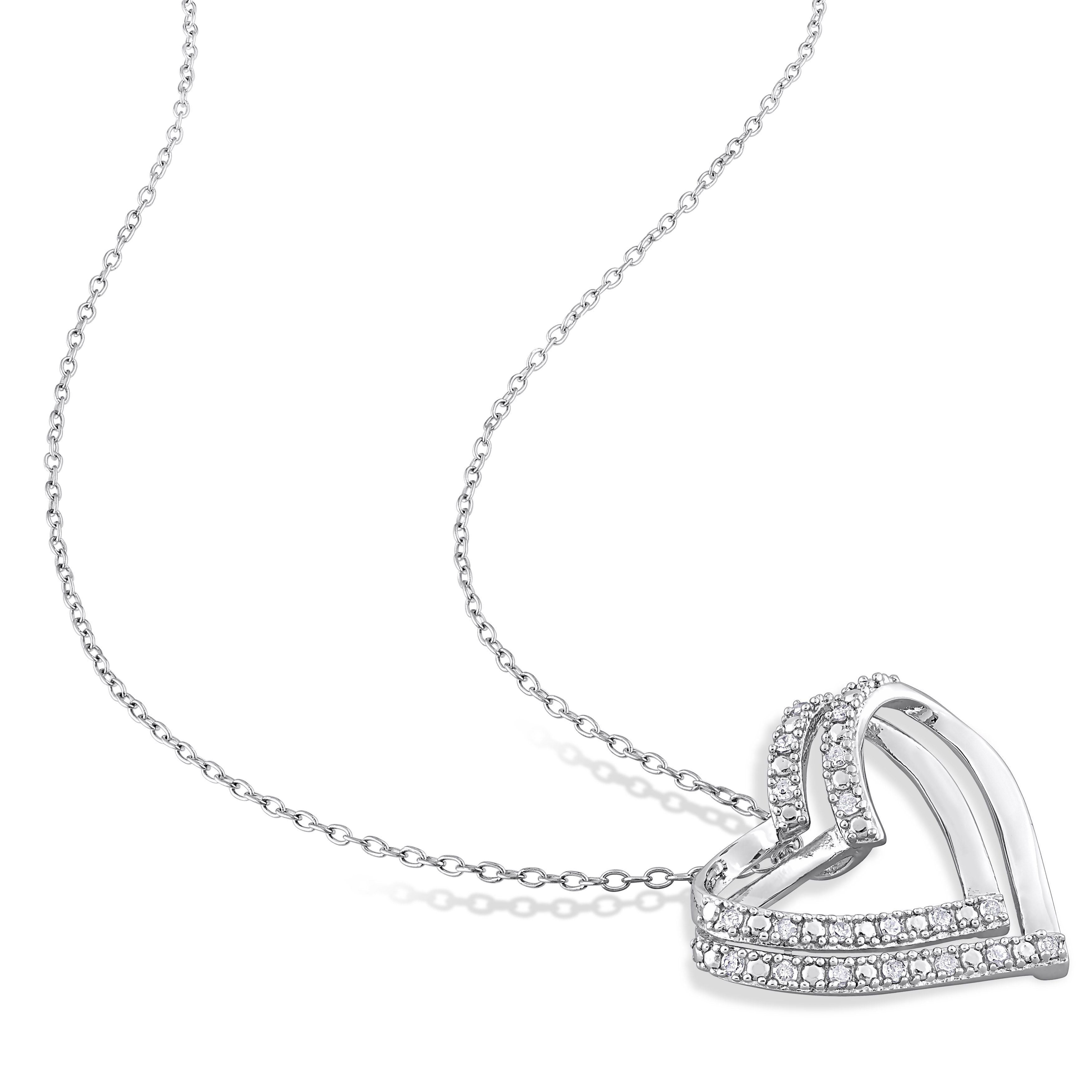  Studio Works 1/5 CT TW Diamond Sterling Silver Double Heart Pendant Necklace - White - Bonton