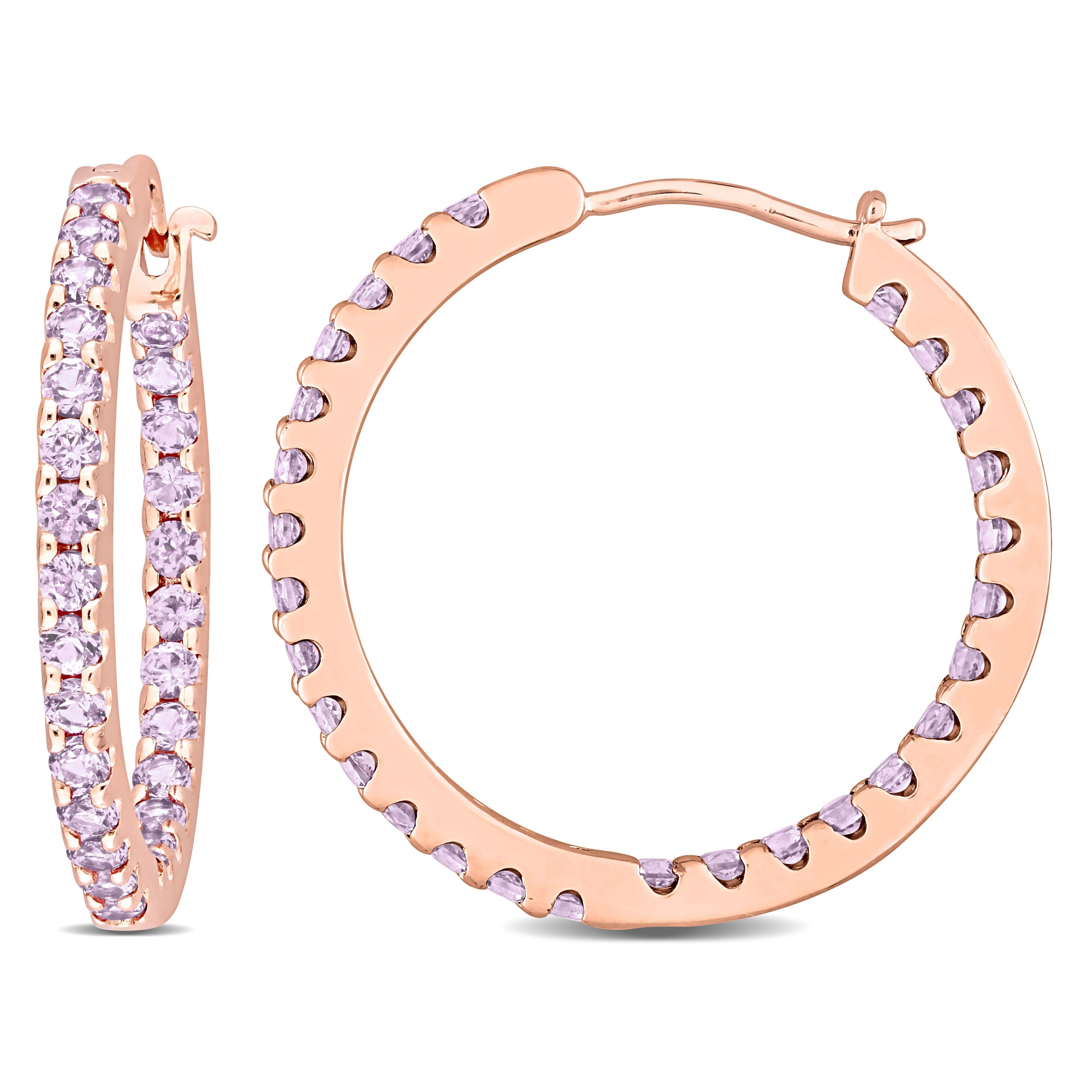  Studio Works 2 4/5 CT TGW Created Alexandrite 10K Rose Gold Inside Outside Hoop Earrings - Purple - Bonton