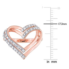 1/5 CT Diamond Rose Plated Sterling Silver Double Heart Ring