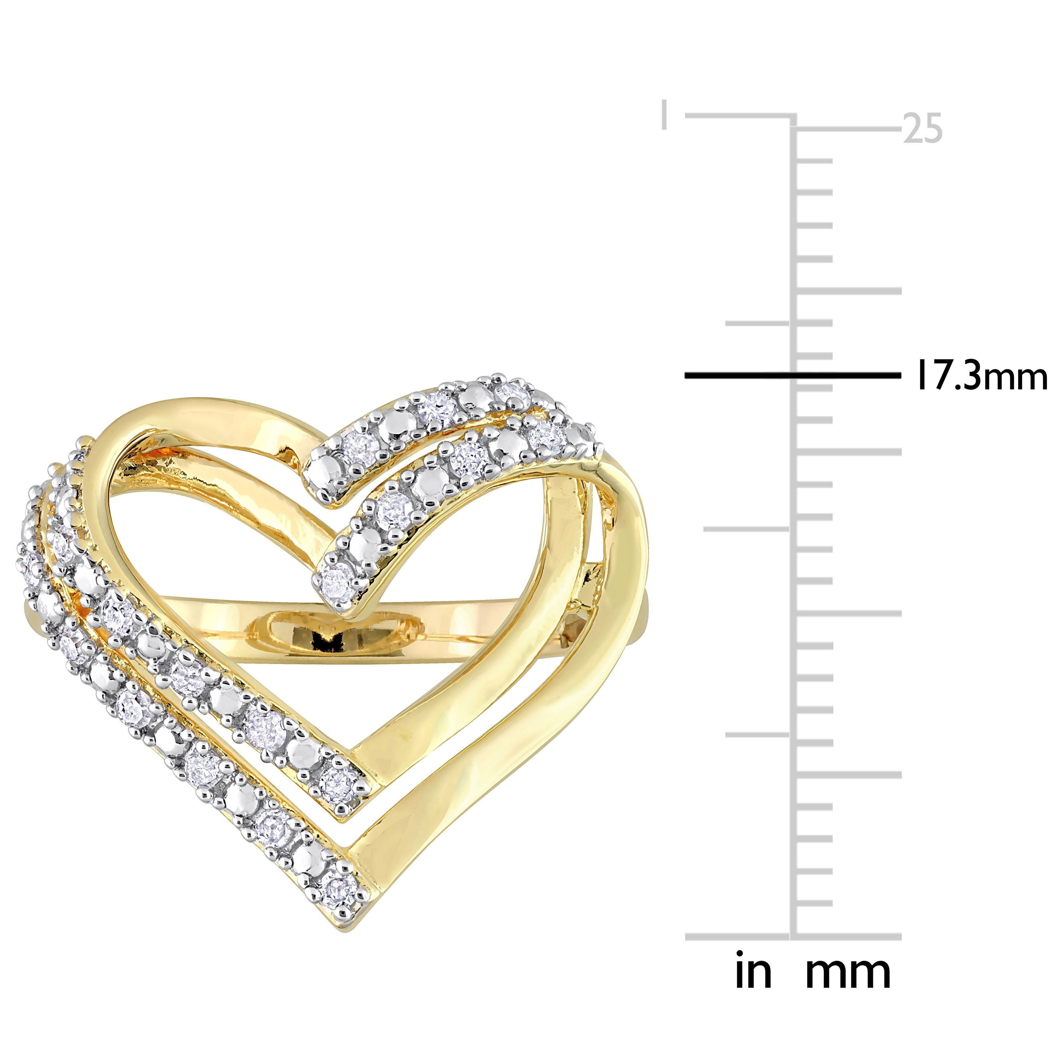  Studio Works 1/5 CT Diamond Yellow Plated Sterling Silver Double Heart Ring - White/Yellow - Bonton